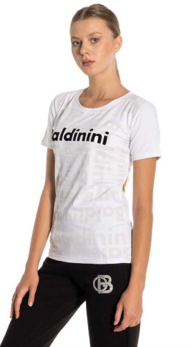 Bisiklet Yaka Kadın Logolu T-Shirt - 1