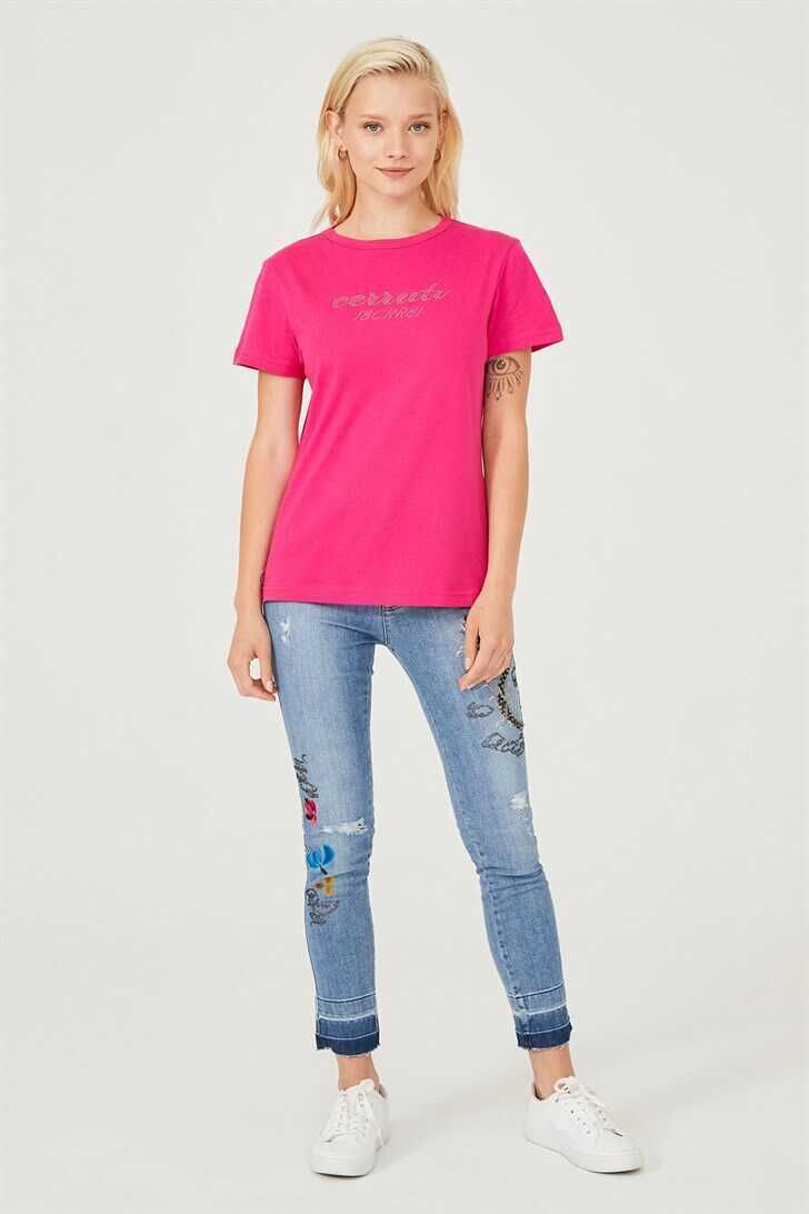 Bisiklet Yaka Kadın T-Shirt - 4