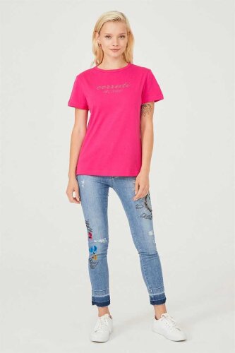 Bisiklet Yaka Kadın T-Shirt - 5