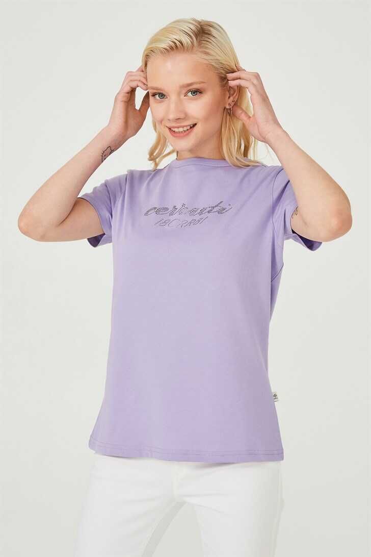 Bisiklet Yaka Kadın T-Shirt - 1