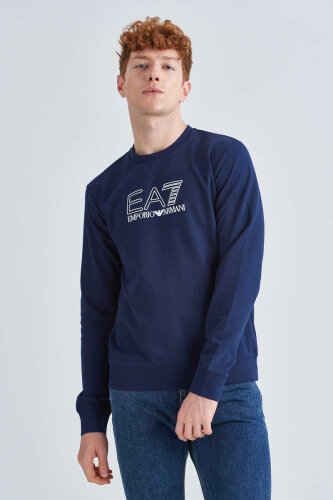 EA7 Logolu Bisiklet Yaka Erkek Sweatshirt - Emporio Armani