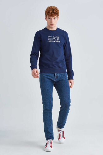 EA7 Logolu Bisiklet Yaka Erkek Sweatshirt - 2