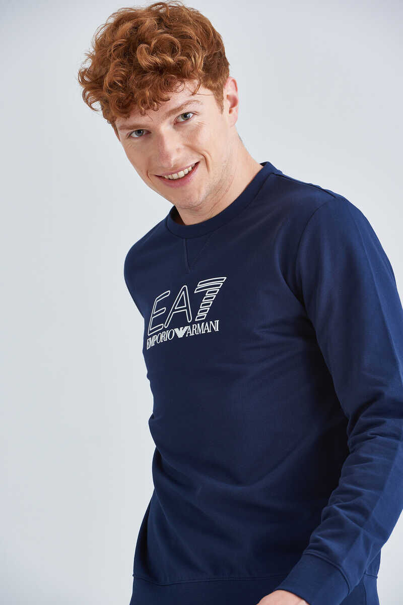 EA7 Logolu Bisiklet Yaka Erkek Sweatshirt - 3