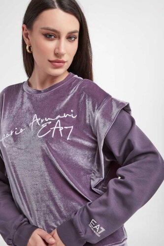 Emporio Armani Kadın Kadife Sweatshirt - 5