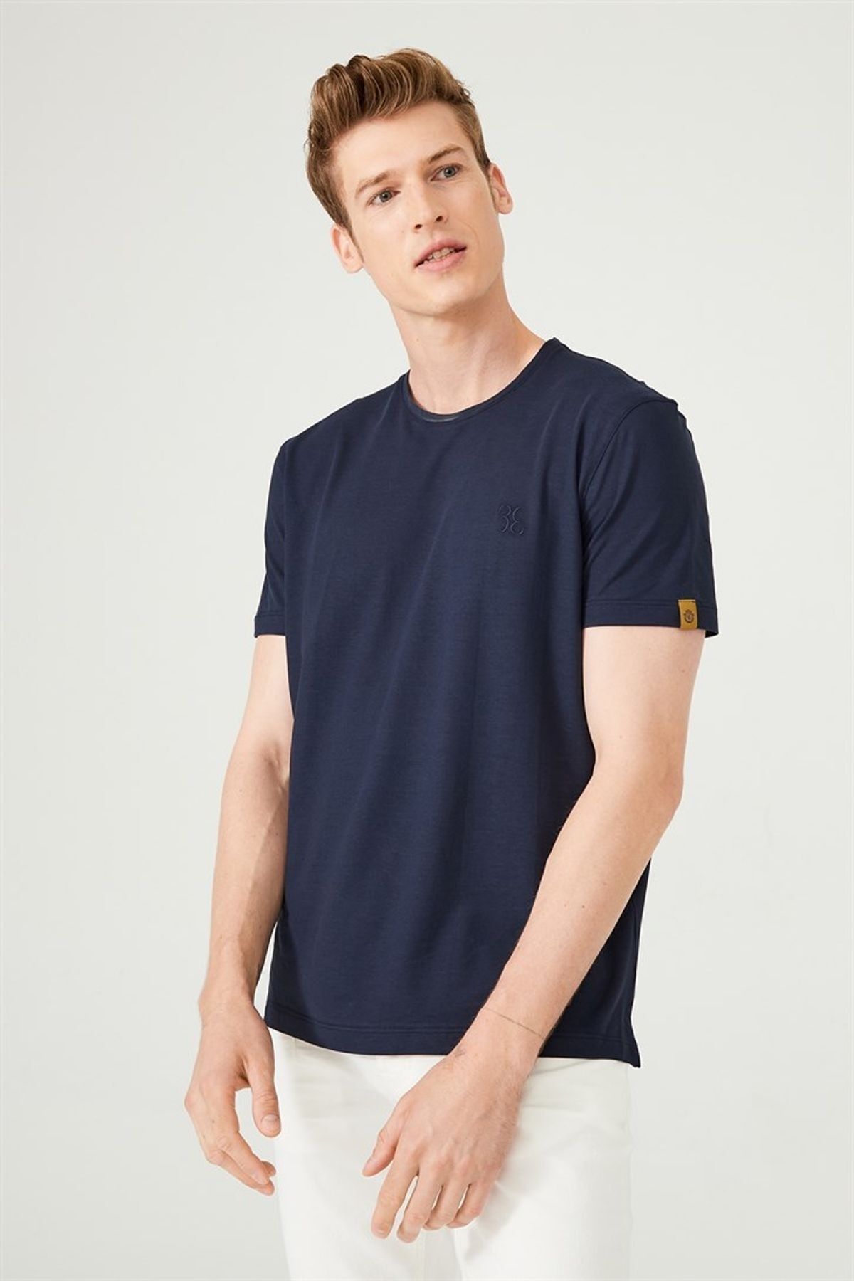 Erkek Bisiklet Yaka Kısa Kollu T-Shirt - 6