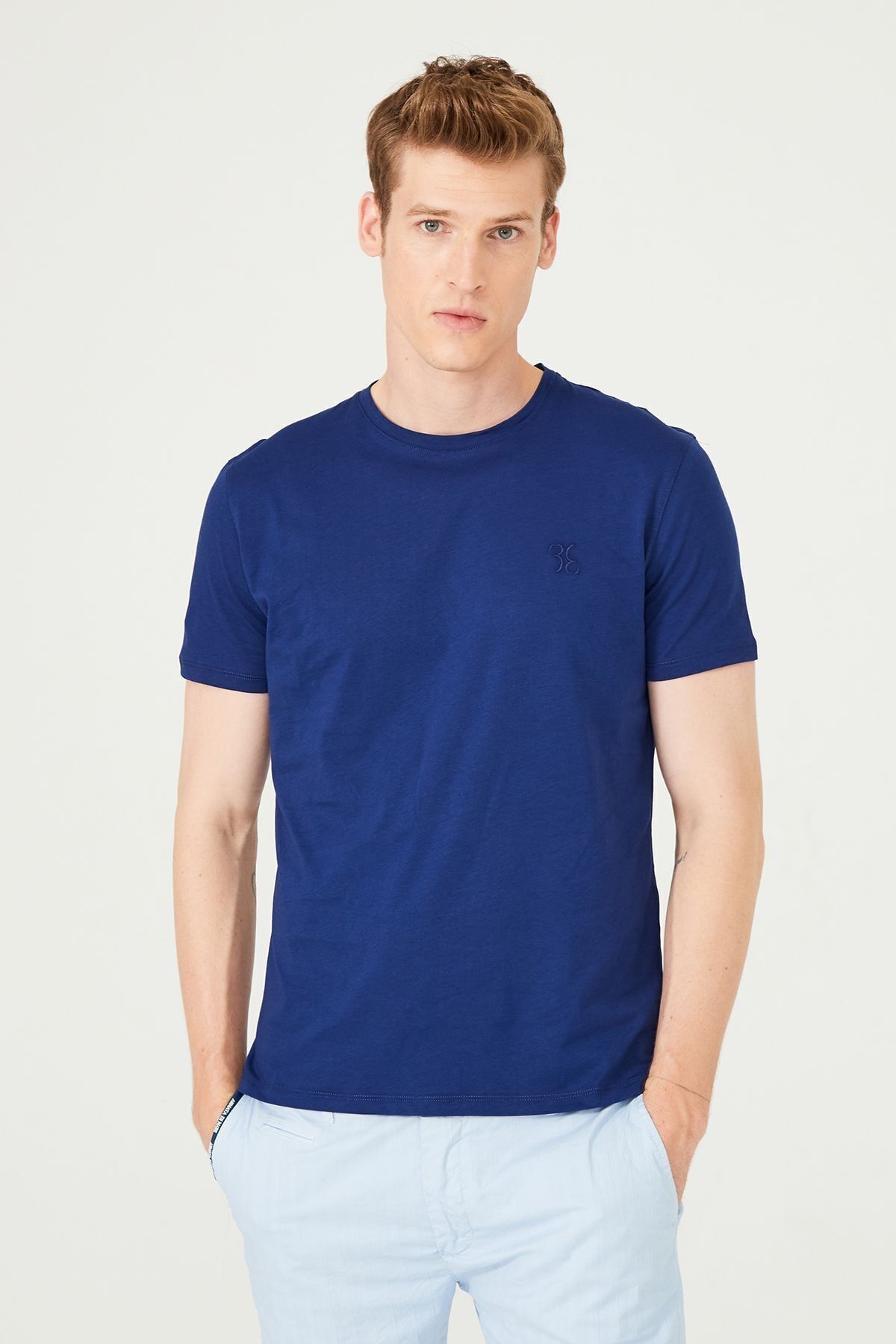 Erkek Bisiklet Yaka Kısa Kollu T-Shirt - 9