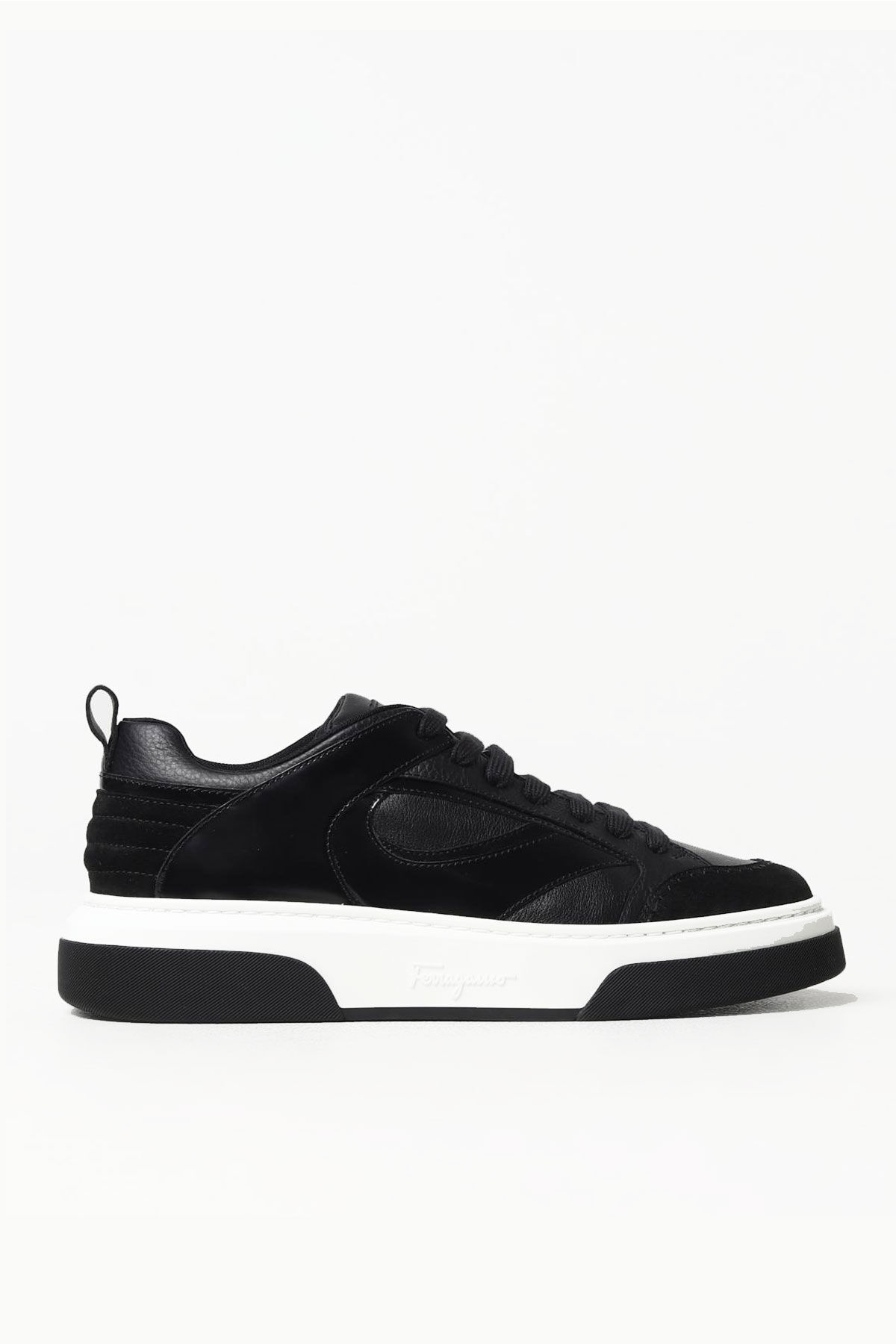 Ferragamo Erkek Bağcıklı Deri Sneaker - 1