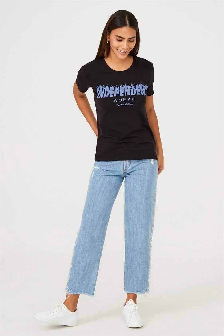 Frankie Morello Bisiklet Yaka Kadın T-Shirt - 4