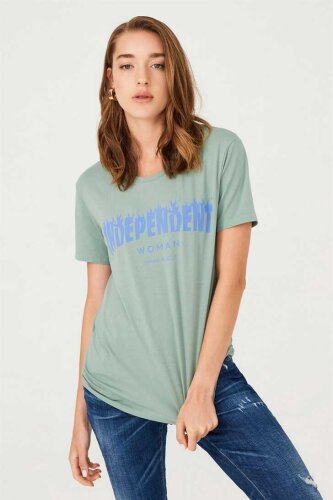 Frankie Morello Bisiklet Yaka Kadın T-Shirt - Frankie Morello