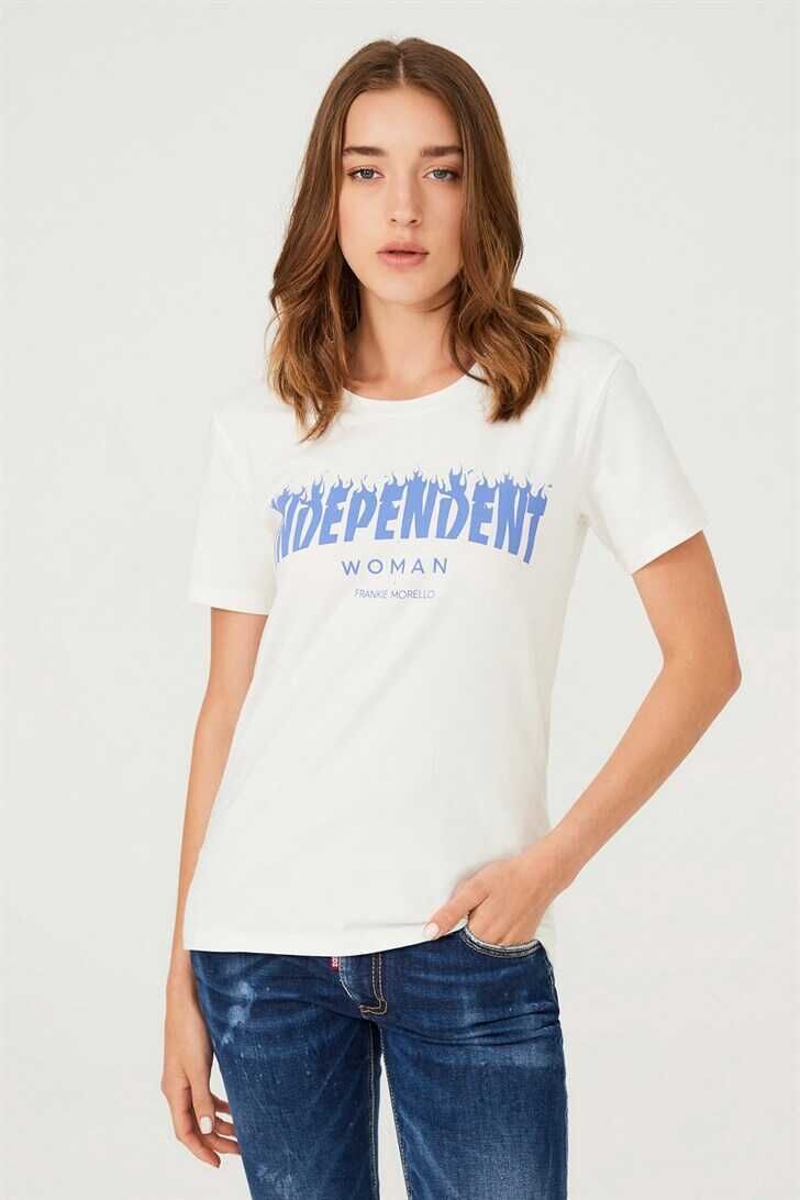 Frankie Morello Bisiklet Yaka Kadın T-Shirt - 1