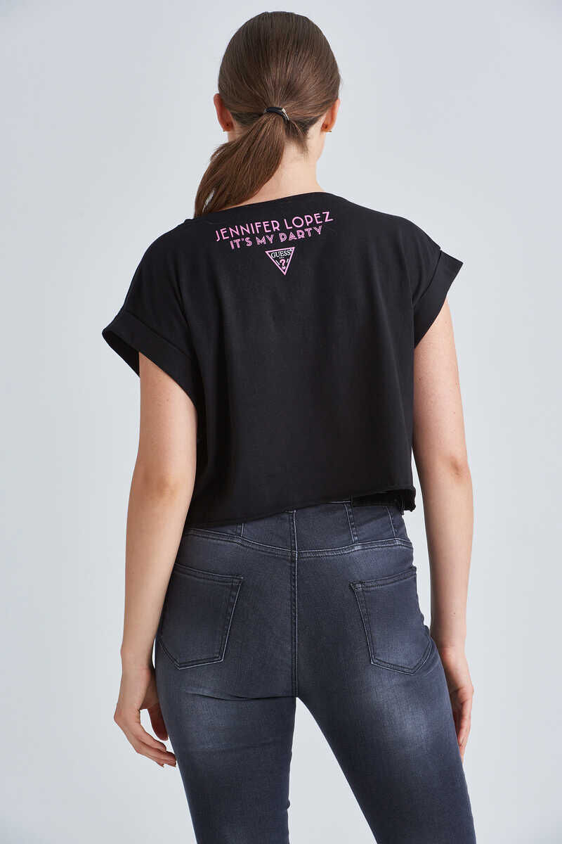 Guess JLO Baskılı Kadın Crop T-Shirt - 3