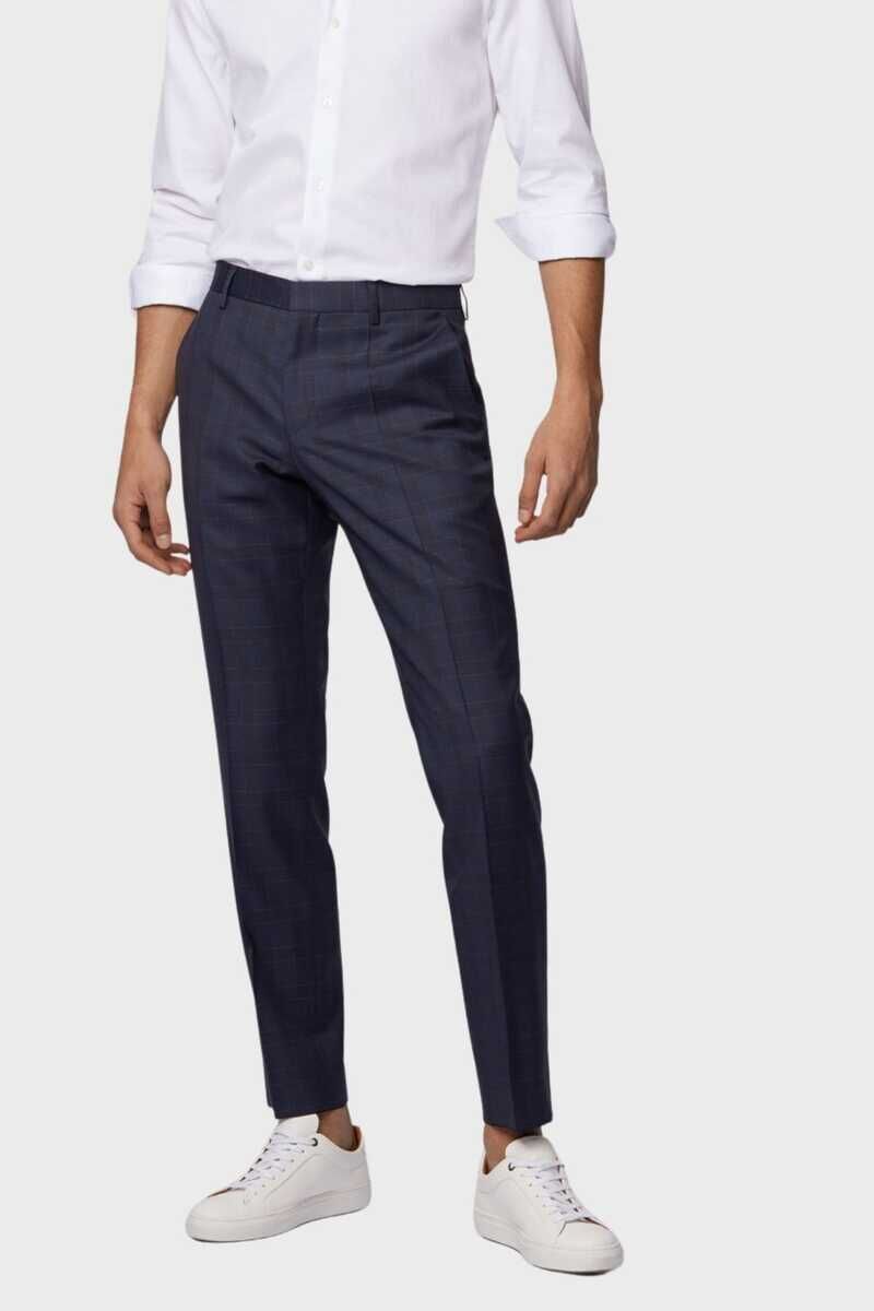 Hugo Boss Erkek Slimfit Kareli Yün Pantolon - 1