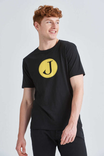 Jeckerson Erkek Logolu Bisiklet Yaka T-Shirt - Jeckerson