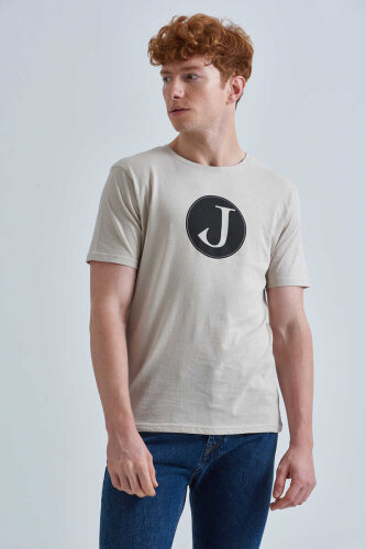 Jeckerson Erkek Logolu Bisiklet Yaka T-Shirt - Jeckerson