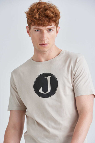 Jeckerson Erkek Logolu Bisiklet Yaka T-Shirt - 3
