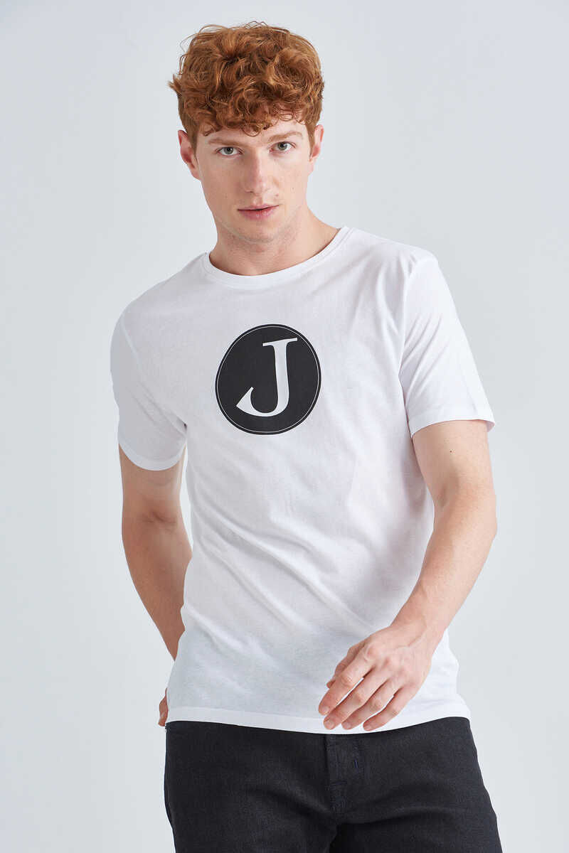 Jeckerson Erkek Logolu Bisiklet Yaka T-Shirt - 1