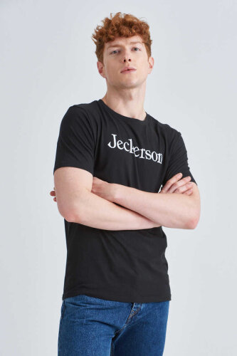Jeckerson Erkek Yazılı Bisiklet Yaka T-Shirt - 3