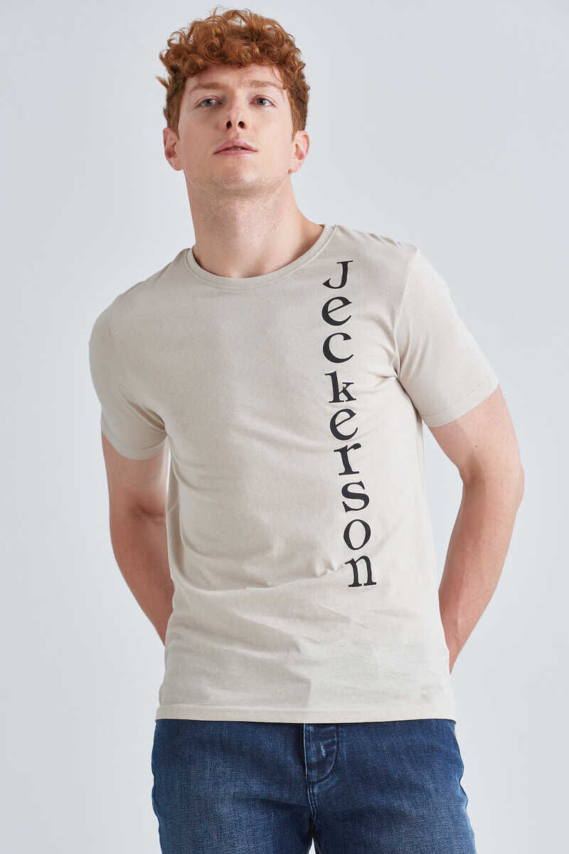 Jeckerson Logolu Bisiklet Yaka Erkek T-Shirt - 1
