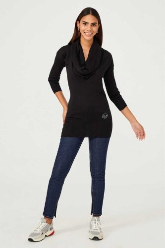 Kadın Balıkçı Yaka Uzun Kollu Triko Kazak - 4