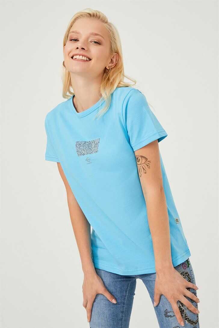 Kadın Bisklet Yaka T-Shirt - 2