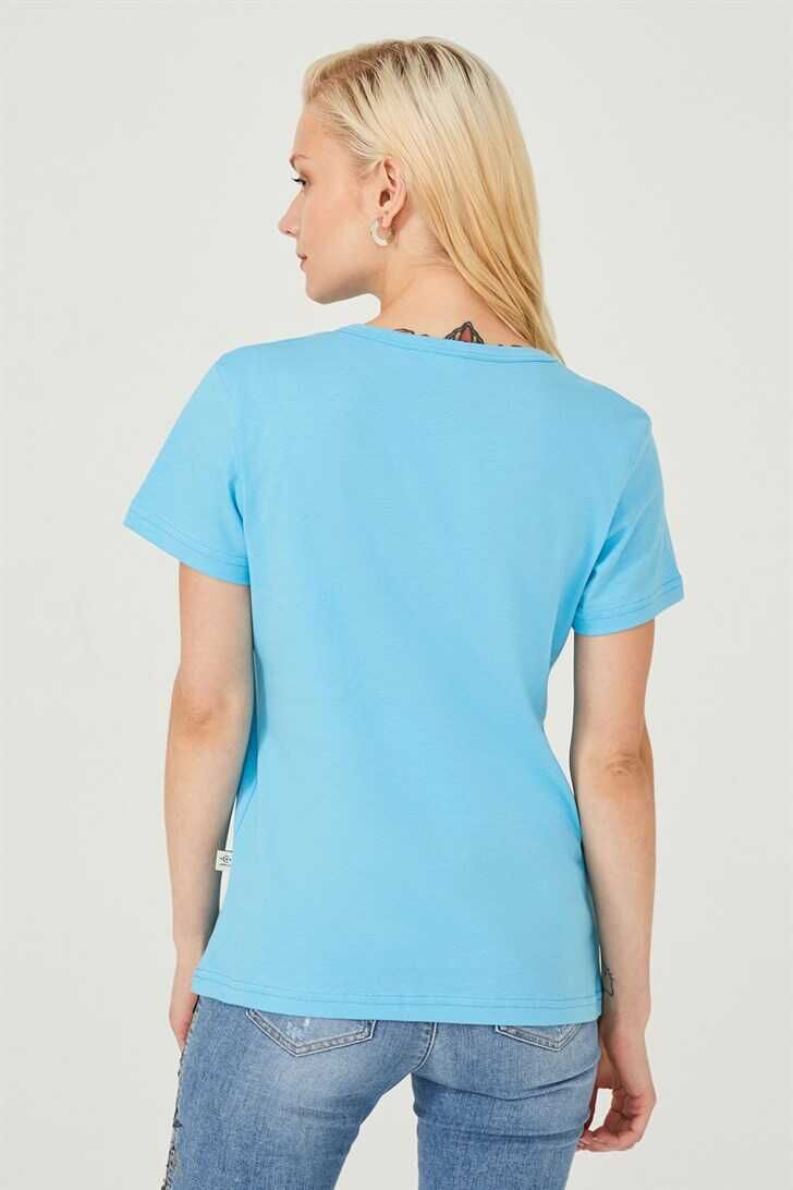 Kadın Bisklet Yaka T-Shirt - 6