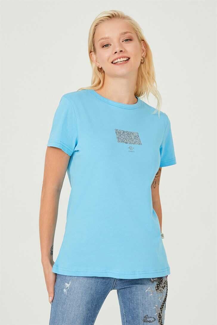 Kadın Bisklet Yaka T-Shirt - 8