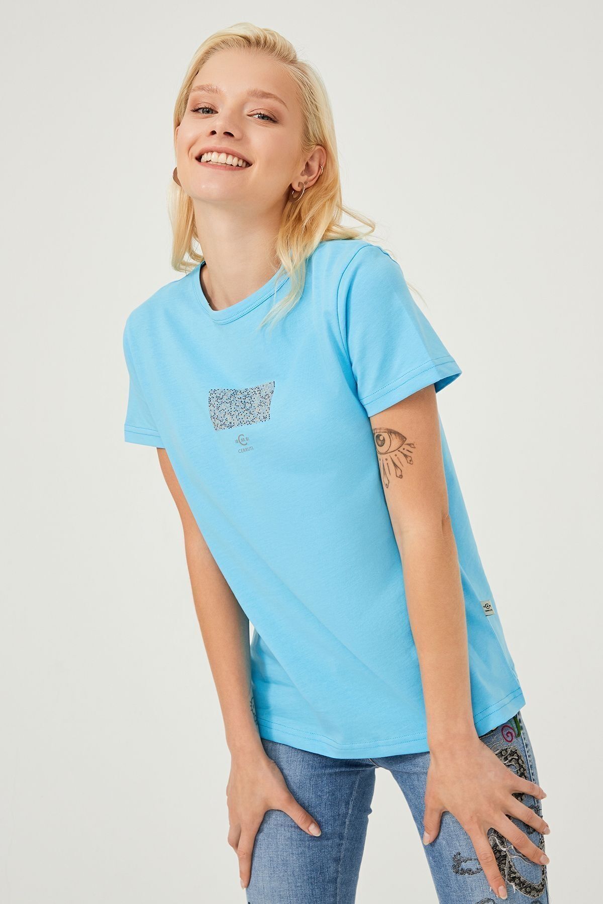 Kadın Bisklet Yaka T-Shirt - 10