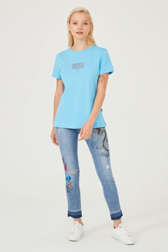 Kadın Bisklet Yaka T-Shirt - 11