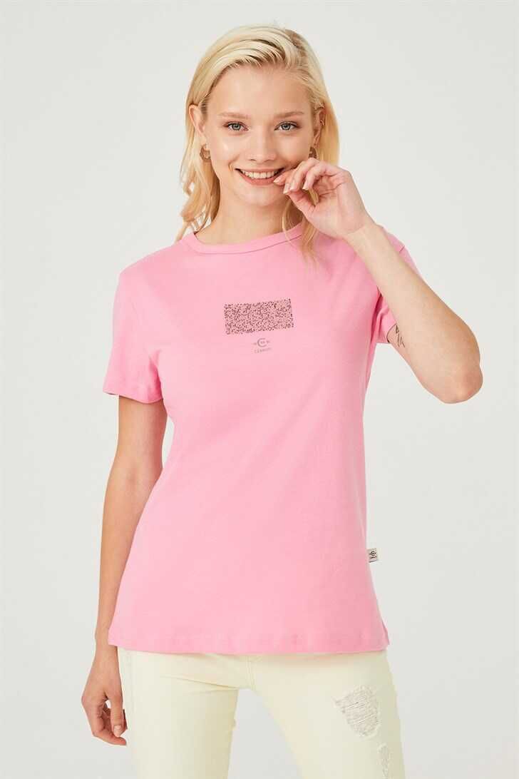 Kadın Bisklet Yaka T-Shirt - 8
