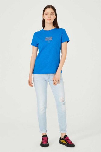 Kadın Bisklet Yaka T-Shirt - 2