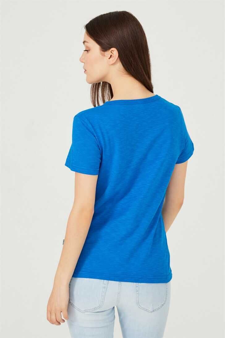 Kadın Bisklet Yaka T-Shirt - 7