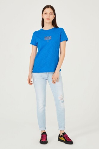Kadın Bisklet Yaka T-Shirt - 9