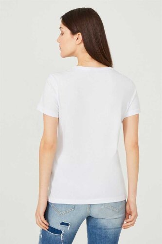 Kadın Bisklet Yaka T-Shirt - 7
