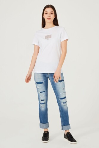 Kadın Bisklet Yaka T-Shirt - 11