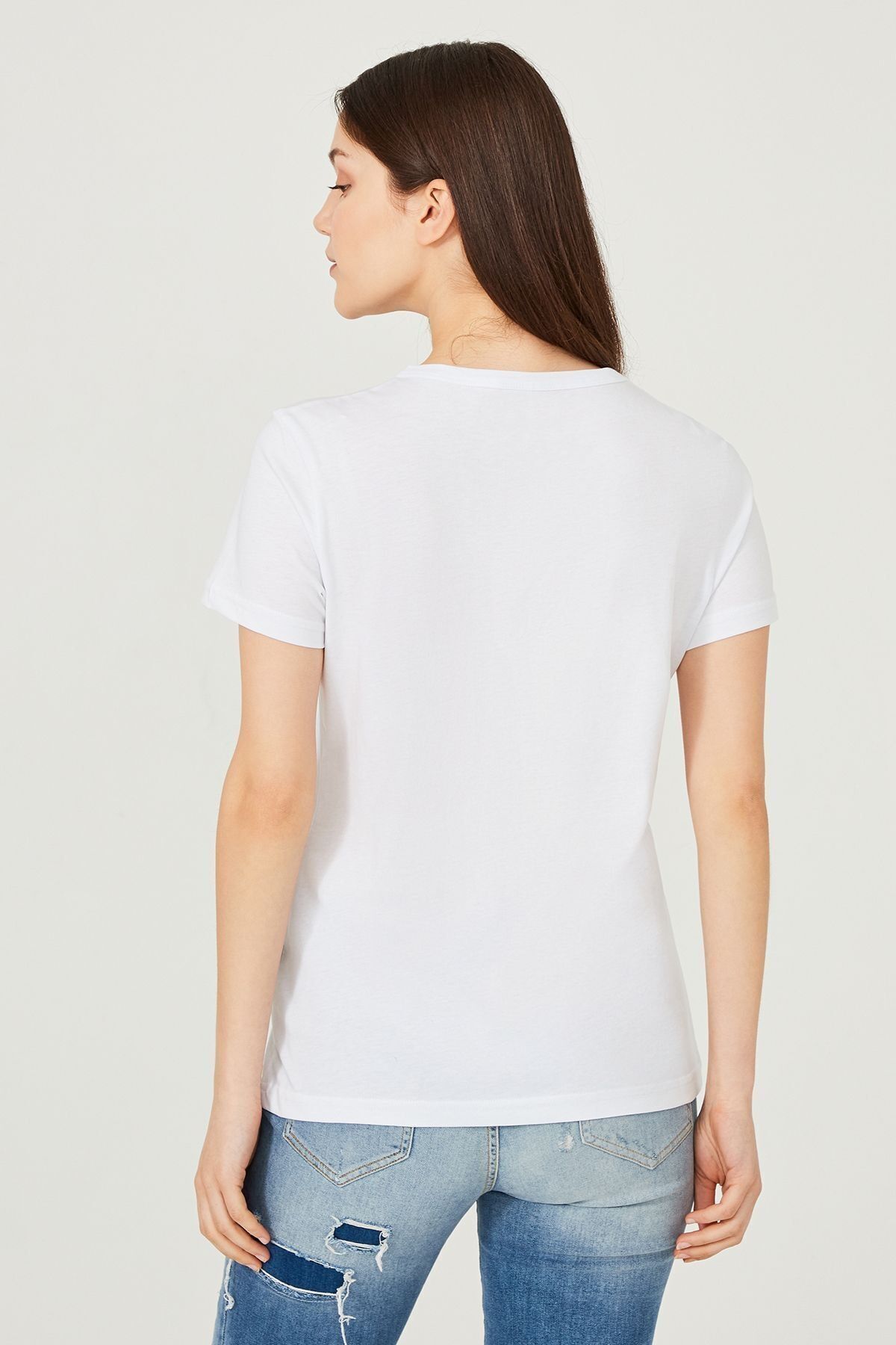 Kadın Bisklet Yaka T-Shirt - 12