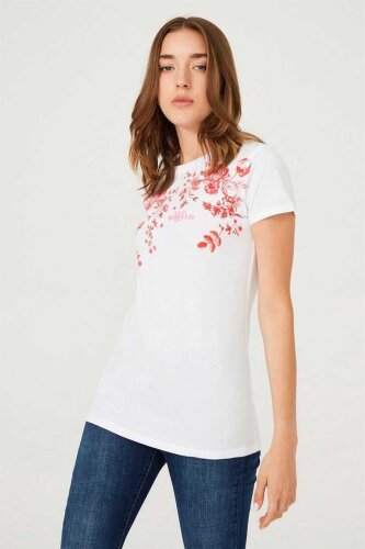 Kadın Çiçekli T-Shirt - 2