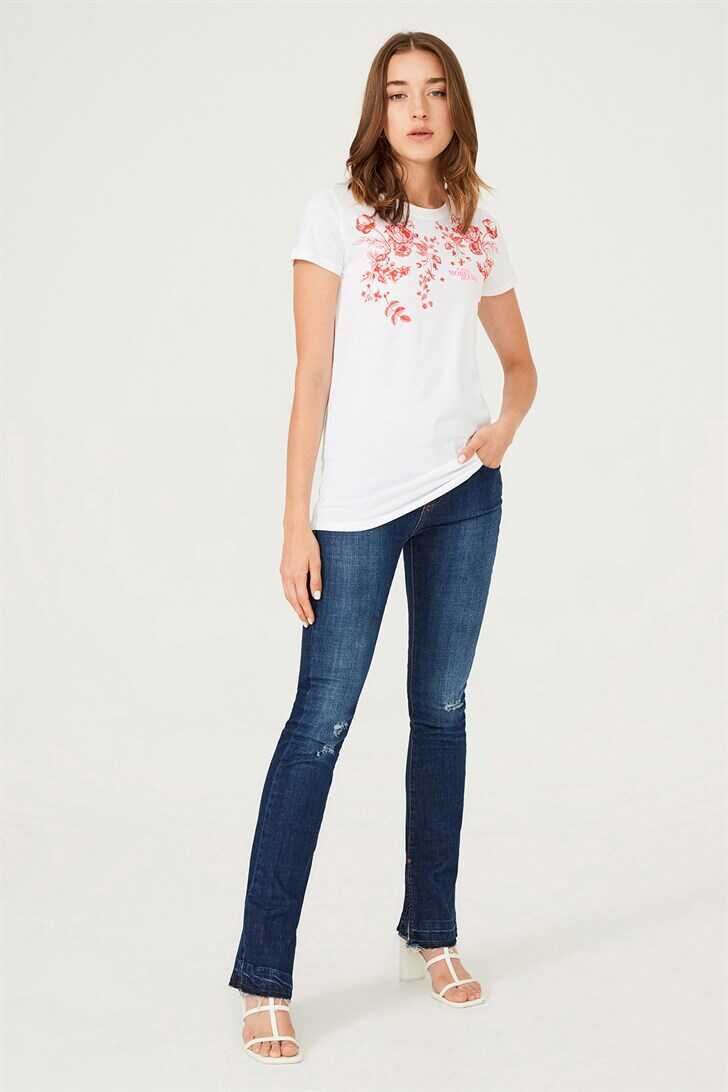 Kadın Çiçekli T-Shirt - 4