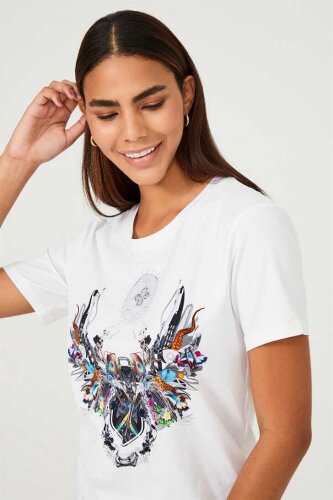Kadın Etnik Desenli T-Shirt - 5