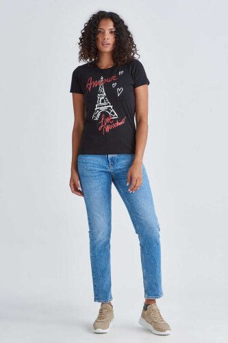 Lıove Moschino Kadın Yazılı T-Shirt - 2