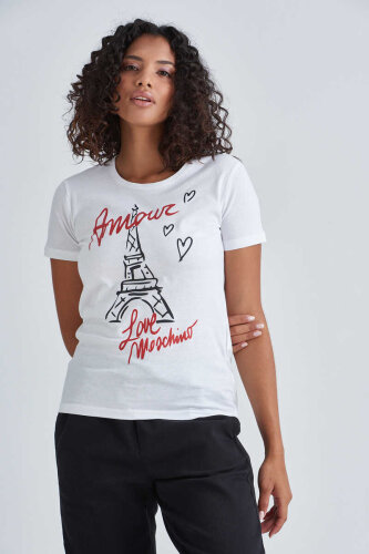 Lıove Moschino Kadın Yazılı T-Shirt - Love Moschino