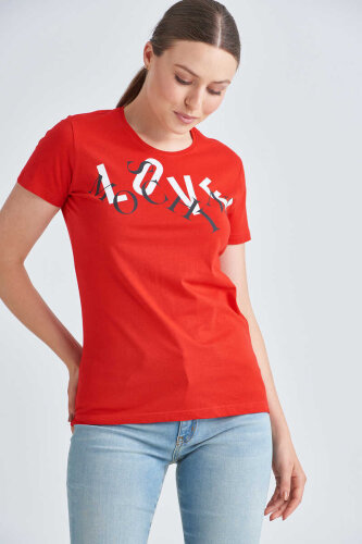 Love Moschino Bisiklet Yaka Kadın T-Shirt - Love Moschino