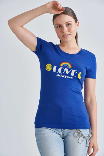 Love Moschino Kadın Bisiklet Yaka T-Shirt - Love Moschino