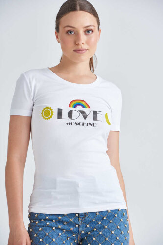 Love Moschino Kadın Bisiklet Yaka T-Shirt - Love Moschino