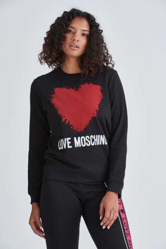 Love Moschino Kadın Kalp Logolu Sweatshirt - Love Moschino