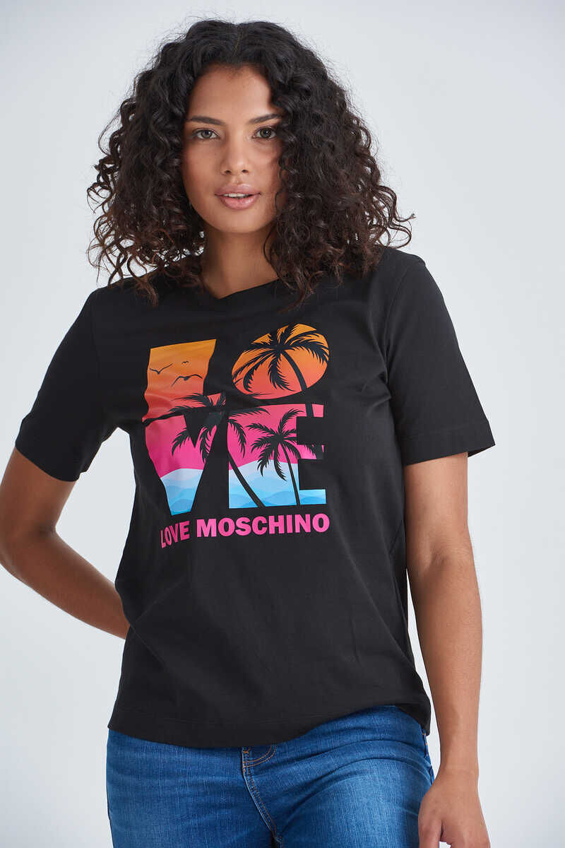 Love Moschino Yazılı Kadın T-Shirt - 1