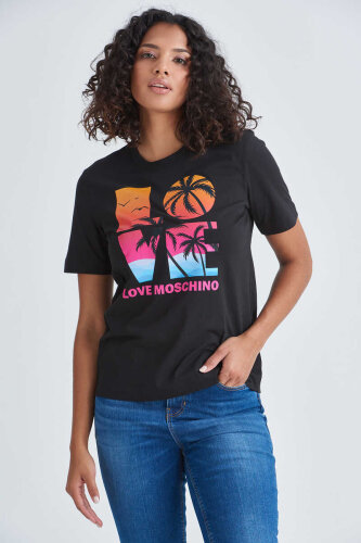 Love Moschino Yazılı Kadın T-Shirt - 3