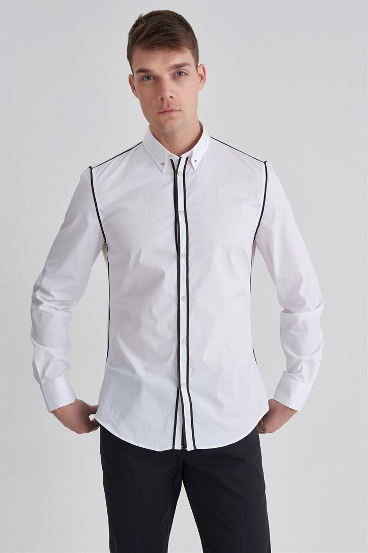 Trussardi Erkek İğne Yaka Gömlek - 5
