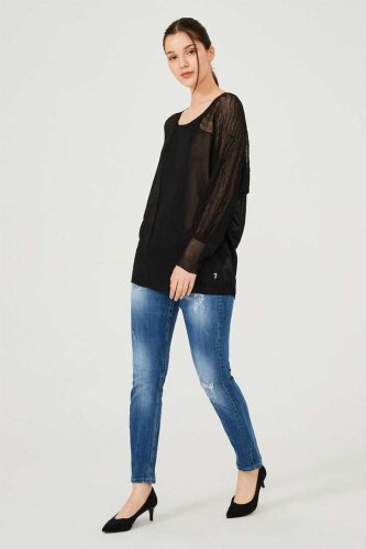 Trussardi Kadın Rahat Kesim Uzun Kol Triko Kazak - 3