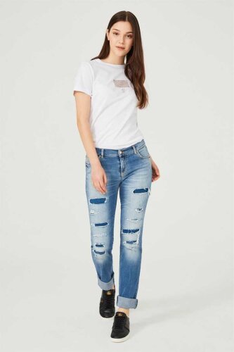 Versace Jeans Yırtık Detaylı Kadın Jeans - 2