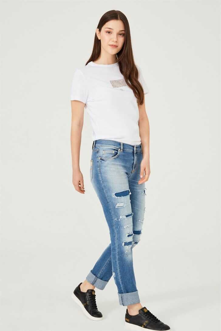Versace Jeans Yırtık Detaylı Kadın Jeans - 4